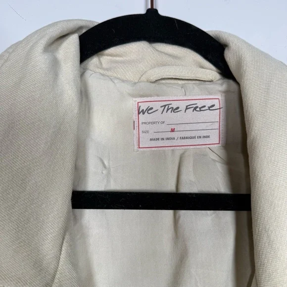 We The Free Free People Cream Cotton Moto Jacket Size M - Picture 8 of 8